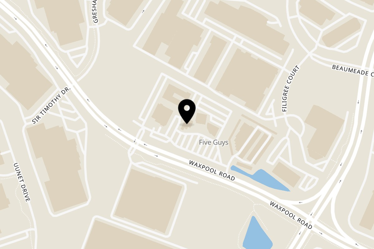 Map showing the location of Aura Indian Food Paradise on 44630 Waxpool Rd in Ashburn
